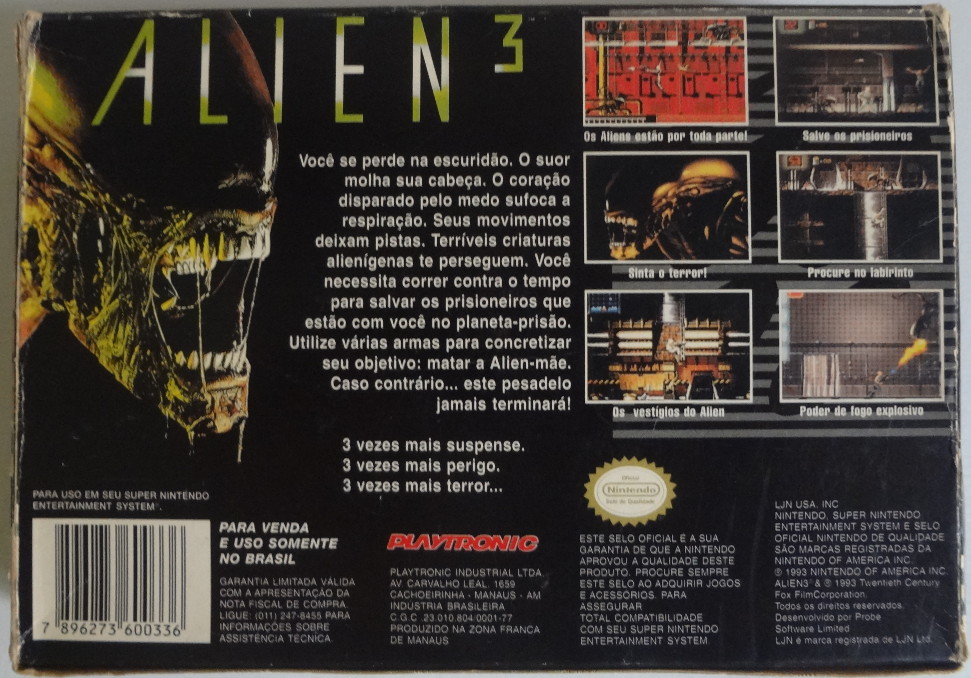 Alien 3 - Playtronic (box - back)