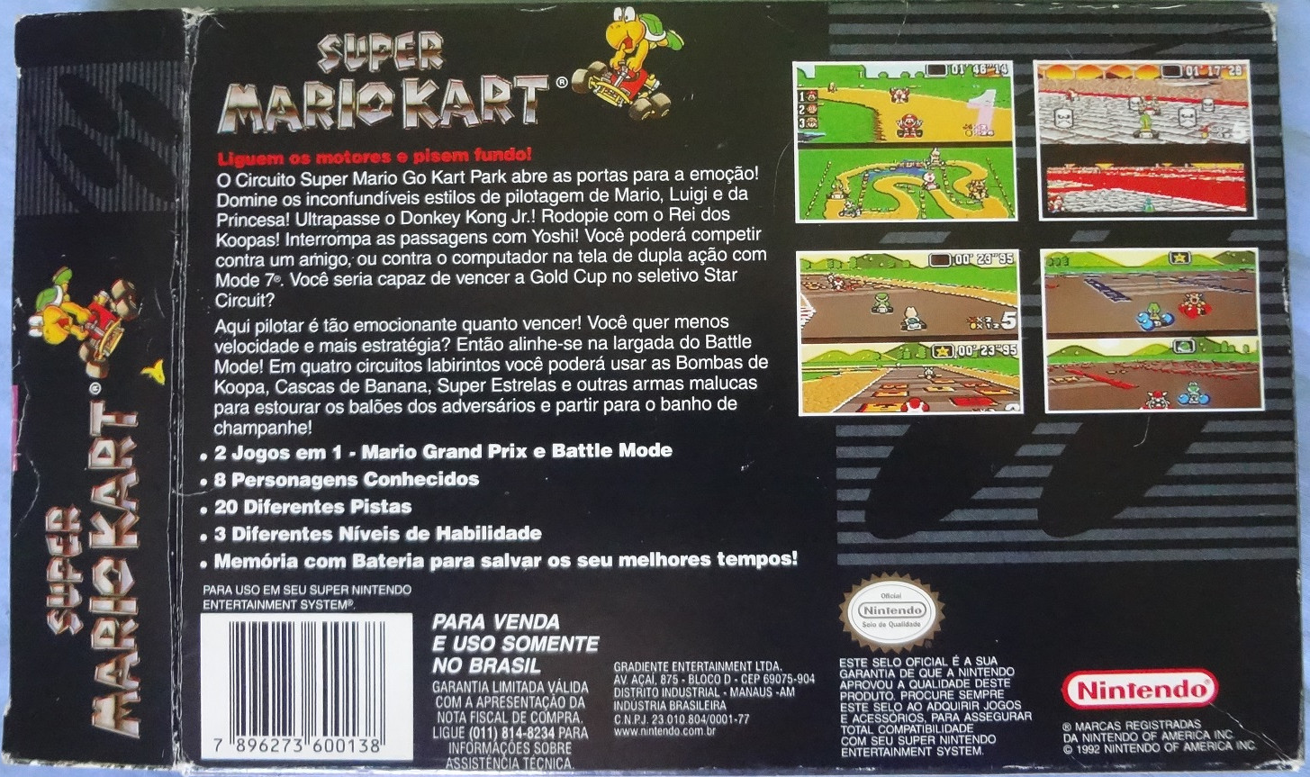 Super Mario Kart - Best Seller release - Gradiente (Box - back)