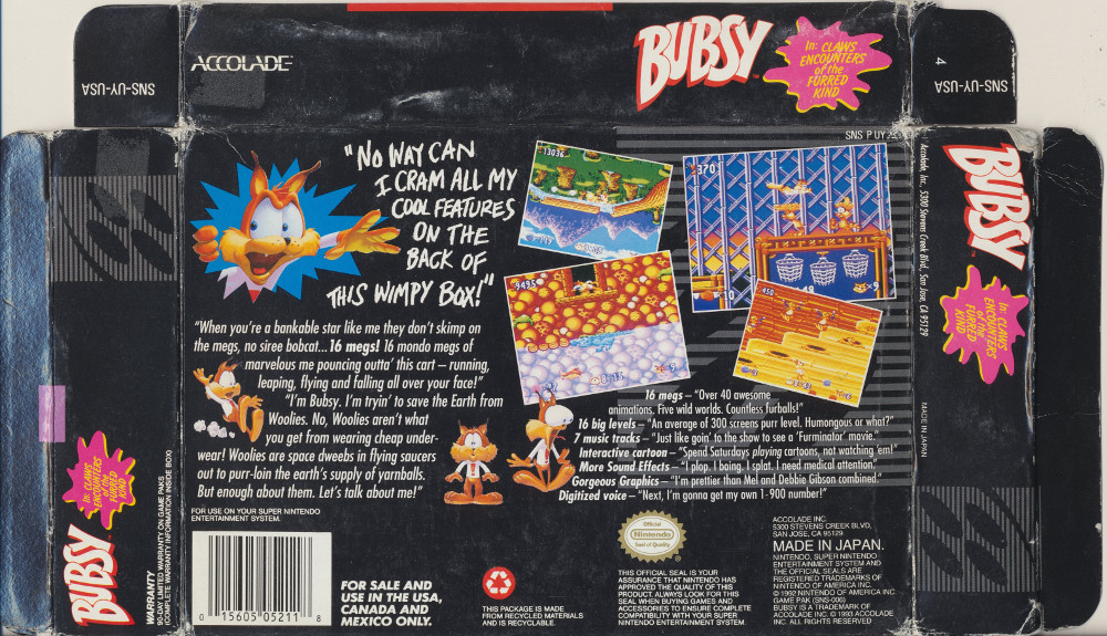 Snes Central: Bubsy In: Claws Encounters of the Furred Kind