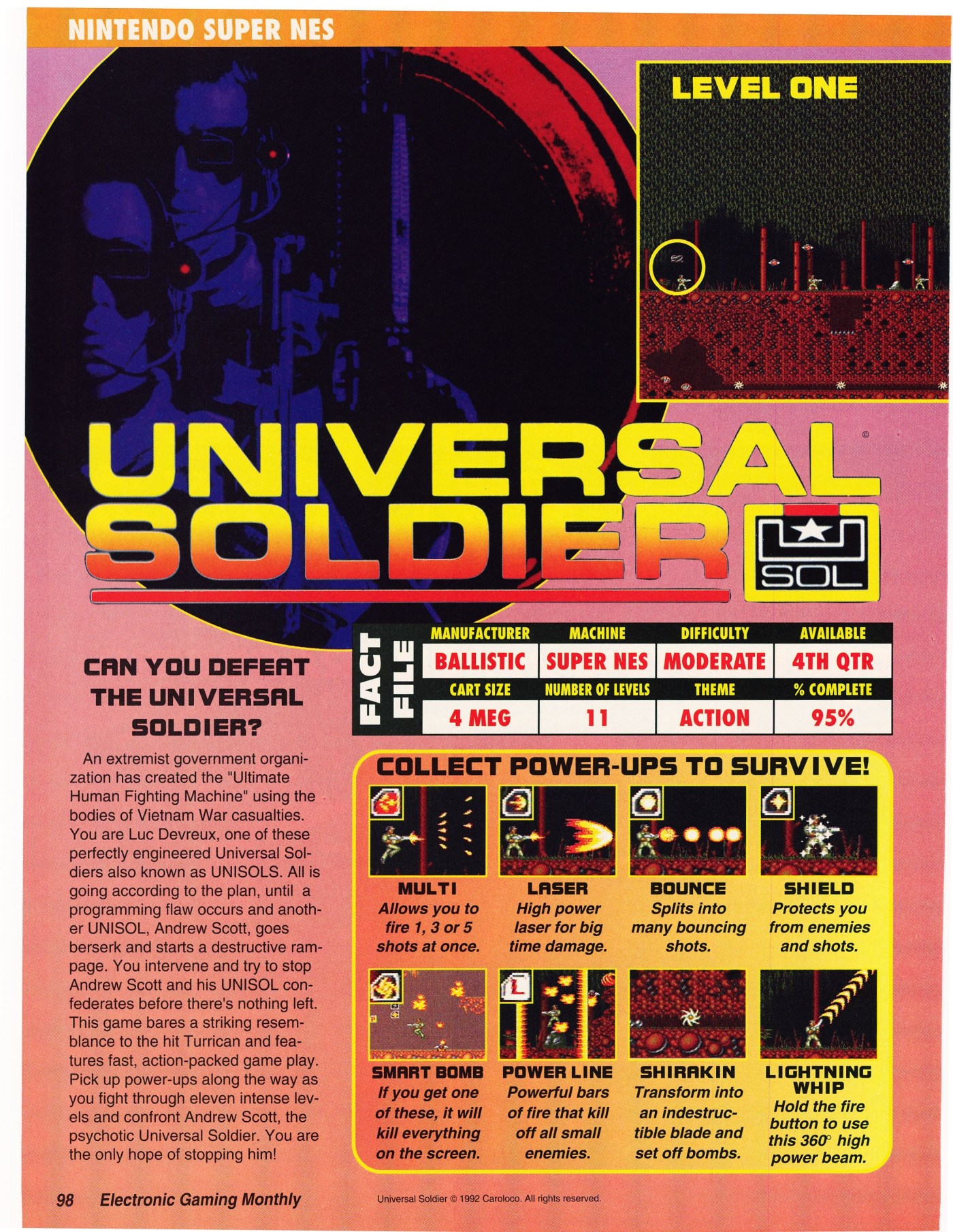 Preview in the September 1992 issue of EGM (Page 1)